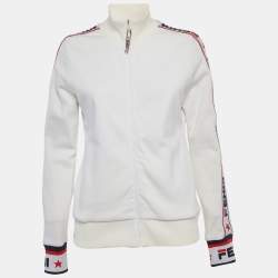 Pre Owned Fendi x Fila White Logo Band Technical Jersey Jacket M