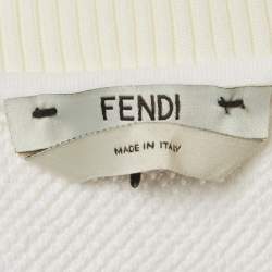 Pre Owned جاكيت فيندي فيلا من الجيرسيه التقني بشريط الشعار الأبيض مقاس متوسط (ميديم)