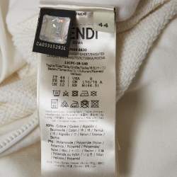 Pre Owned جاكيت فيندي فيلا من الجيرسيه التقني بشريط الشعار الأبيض مقاس متوسط (ميديم)