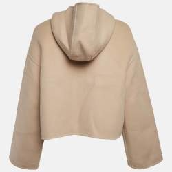 Pre Owned Fendi Beige Zucca Print Reversible Hooded Jacket L