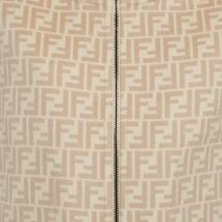 Pre Owned Fendi Beige Zucca Print Reversible Hooded Jacket L