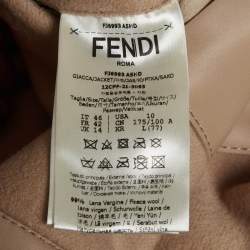 Pre Owned Fendi Beige Zucca Print Reversible Hooded Jacket L