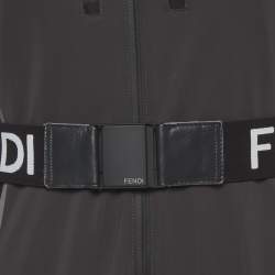 Pre Owned Fendi Grey Jersey Fur Hooded Ski Jumpsuit S