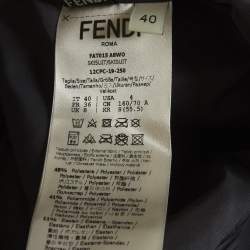 Pre Owned Fendi Grey Jersey Fur Hooded Ski Jumpsuit S