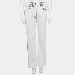 Pre Owned بنطلون جينز دينم أبيض مطبوع فيدز جاشوا x فيندي قياس متوسط (ميديوم) / الخصر 28 بوصة