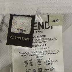 Pre Owned بنطلون جينز دينم أبيض مطبوع فيدز جاشوا x فيندي قياس متوسط (ميديوم) / الخصر 28 بوصة