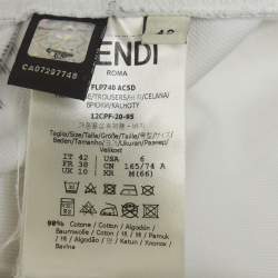 Pre Owned بنطلون جينز دينم أبيض مطبوع فيدز جاشوا x فيندي قياس متوسط (ميديوم) / الخصر 28 بوصة