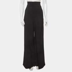 Pre Owned Fendi Black Crepe Wide Leg High Rise Trousers S