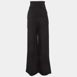 Pre Owned Fendi Black Crepe Wide Leg High Rise Trousers S