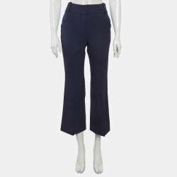 Pre Owned Fendi Blue Gabardine Trousers S