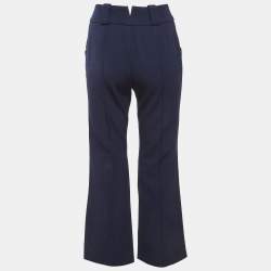 Pre Owned Fendi Blue Gabardine Trousers S