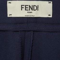Pre Owned Fendi Blue Gabardine Trousers S