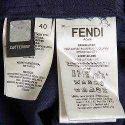 Pre Owned Fendi Blue Gabardine Trousers S