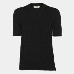 Pre Owned Fendi Black FF Knit T-Shirt S