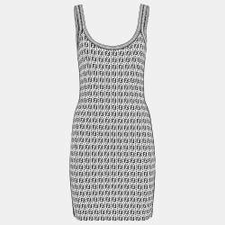 Pre Owned Fendi Black/White FF Jacquard Knit Bodycon Dress M