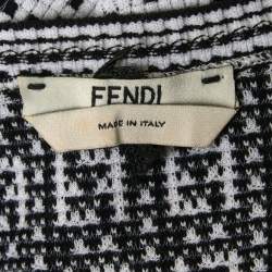 مملوكة مسبقًا فستان فنْدي جيرسيه جاكار بشعار FF بلون أسود/أبيض مقاس متوسط (ميديم)