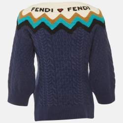 Pre Owned بلوفر فندي تريكو بكابل ديكور انتارسيا أزرق مقاس وسط (ميديام)