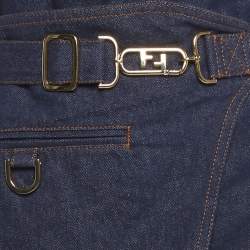 Pre Owned Fendi Blue Denim Belted Mini Dress S