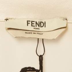 Pre Owned Fendi Cream Silk Shirt Midi Dress S