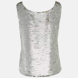 Pre Owned Fendi Silver/Gold Sequins Tank Top S