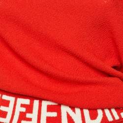 Pre Owned Fendi Red Textured Knit Asymmetric Pullover S