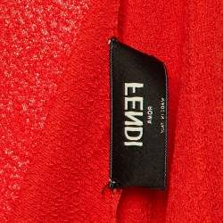 Pre Owned Fendi Red Textured Knit Asymmetric Pullover S