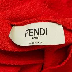 Pre Owned Fendi Red Textured Knit Asymmetric Pullover S