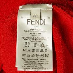 Pre Owned Fendi Red Textured Knit Asymmetric Pullover S