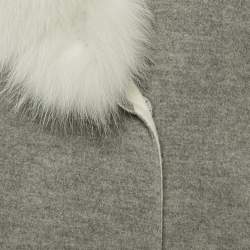 Pre Owned Fendi Grey Cashmere Fox Fur Trim Sleeveless Coat S