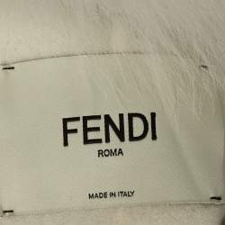 Pre Owned Fendi Grey Cashmere Fox Fur Trim Sleeveless Coat S