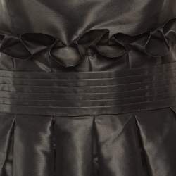 Pre Owned Fendi Black Faille Pleated Strapless Dress M