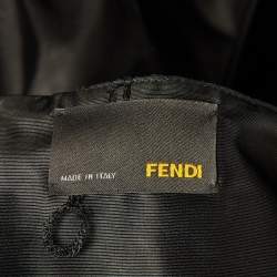 Pre Owned Fendi Black Faille Pleated Strapless Dress M