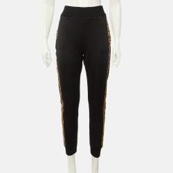 Pre Owned Fendi Black Jersey FF Logo Band Detail Jogger Pants M