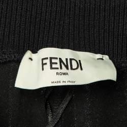 Pre Owned Fendi Black Jersey FF Logo Band Detail Jogger Pants M
