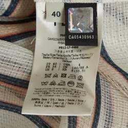 مملوكة مسبقًا قميص فيندي أبيض/بيج بأكمام قصيرة مطرزة بالنخيل مقاس صغير (سمول)