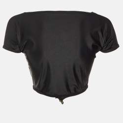 Pre Owned توب فاندي جيرسيه كلاسيكي قصير أسود مقاس وسط (ميديام)