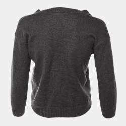 Pre Owned Fendi Grey Wool Knit Oversized Cardigan S