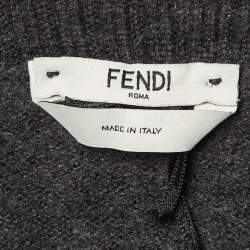Pre Owned Fendi Grey Wool Knit Oversized Cardigan S
