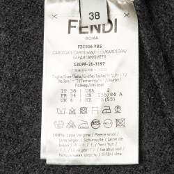 Pre Owned Fendi Grey Wool Knit Oversized Cardigan S