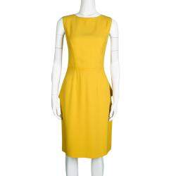 Pre Owned Fendi Yellow Half Peplum Sleeveless Dress S