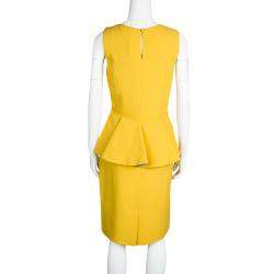 Pre Owned Fendi Yellow Half Peplum Sleeveless Dress S
