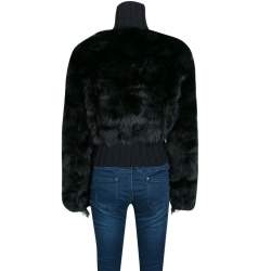 Pre Owned Fendi Black Cashmere and Fox Fur Zip Front Bomber Jacket S
