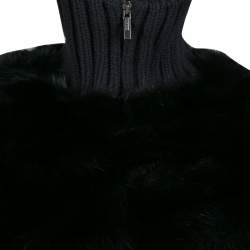 Pre Owned Fendi Black Cashmere and Fox Fur Zip Front Bomber Jacket S