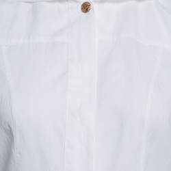 Pre Owned Fendi White Ruffled Cuff Detail Long Sleeve Shirt S