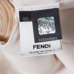 Pre Owned Fendi Beige Silk Pleated Faux Scarf Neck Detail Sleeveless Dress S