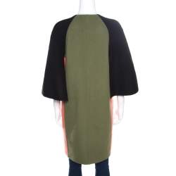 Fendi Colorblock Paneled Wool Cape Style Boxy Coat M