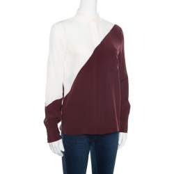 Pre Owned Fendi Colorblock Silk Long Sleeve Blouse S