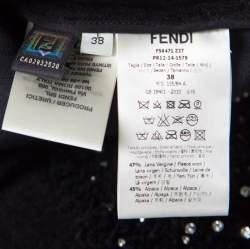 Pre Owned Fendi Black Fleece Wool and Alpaca Blend Crystal Embellished Long Sleeve Jumper S