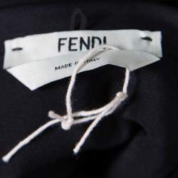 Pre Owned Fendi Black Fleece Wool and Alpaca Blend Crystal Embellished Long Sleeve Jumper S