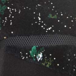 Pre Owned Fendi Black Fleece Wool and Alpaca Blend Crystal Embellished Long Sleeve Jumper S